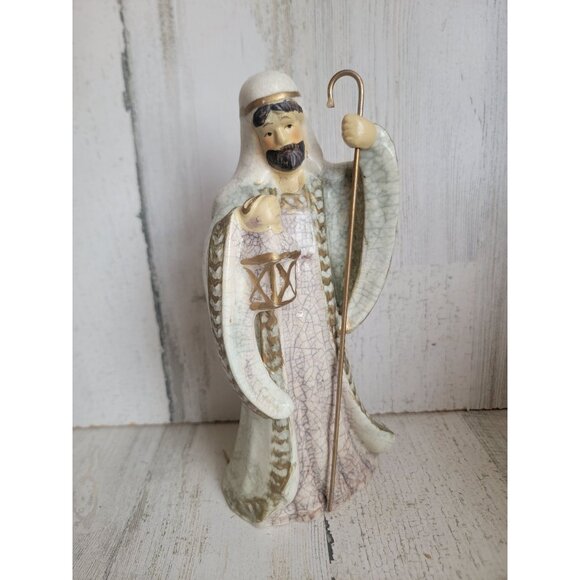 Vintage Joseph 3‎ king lantern rustic ceramic figure xmas - Picture 2 of 6